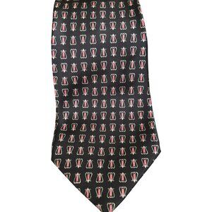 Brioni Men's Black Red Patterned Silk Tie Handmade Made in Italy Quiet Luxury